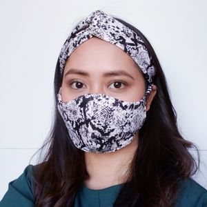 Twist Knot Turban Headband Face Mask Reusable Set